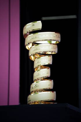 The trophy (trofeo senza fine) during Stage 2 of the Giro d™Italia, from Burgas to Veliko Tarnovo, Bulgaria, Saturday, May 9, 2026.  Copyright: xMarcoxAlpozzi LaPressex
