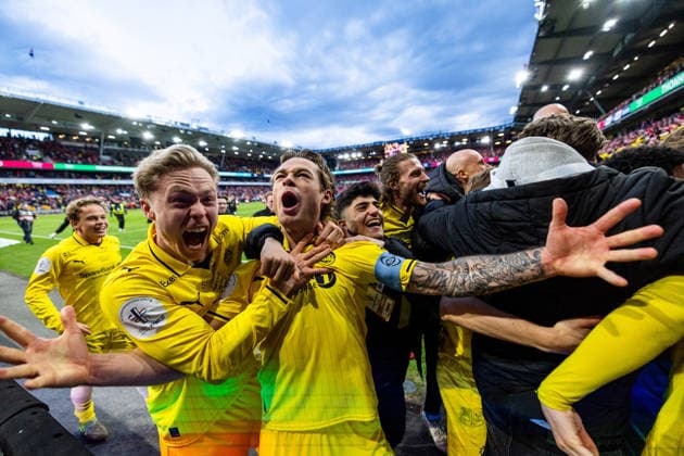 260509 Ola Brynhildsen Patrick Berg of Bodo Glimt celebrates after winning the Norwegian football cup final between Bodo Glimt and Brann on May 9, 2026 in Oslo Photo Marius Simensen BILDBYRAN COP 238 VG0923 bbeng cup cupfinale cupfinalen football fotball nm norgesmesterskapet bodo glimt brann skb  Copyright: MARIUSxSIMENSEN BB260509ZL011