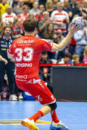 DAIKIN Handball Bundesliga, Kassel, MT Melsungen vs ThSV Eisenach, Rothenbach Halle Kassel 09 05 2026 DAIKIN Handball Bundesliga, Kassel, Germany 09 05 2026 Hans Aaron Mensing MT Melsungen, 33 on the ball, Handball BundesligaL, Match of MT Melsungen vs ThSV Eisenach, Rothenbach Halle Kassel Copyright: xBEAUTIFULxSPORTS Freudensteinx