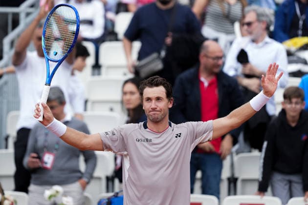 Casper Ruud of Norway celebrates at the end of his match against Jiri Lehecka of Czech Republic at the Internazionali BNL d Italia 2026 tennis tournament at Foro Italico in Rome (Italy) on May, 10, 2026. AntoniettaxBaldassarre