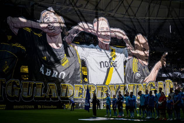 260510 AIKs tifo during the football match in Allsvenskan between AIK and Djurgarden on May 10, 2026 in Stockholm  Copyright: MAXIMxTHORE BB260510MT013