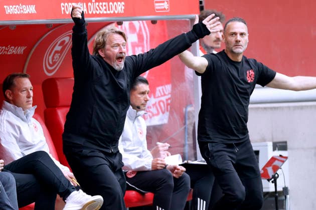 MISLINTAT Sven Sport Director with Coach ENDE Alexander Team Fortuna Duesseldorf 2 Soccer Bundesliga Season 2025 2026 Match Fortuna Duesseldorf Elversberg 3 1 on 10 05 2026 in Duesseldorf DFL REGULATIONS PROHIBIT ANY USE OF PHOTOGRAPHS as IMAGE SEQUENCES and or QUASI VIDEO Copyright: xLacixPerenyix