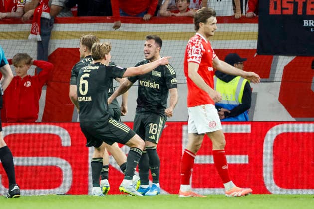 Goal celebration 1 FC Union Berlin at 1 3 by Josip Juranovic 1 FC Union Berlin, 18 , Germany, Soccer, 1 Bundesliga, 33 Matchday, 2025 2026, 1 FSV Mainz vs 1 FC Union Berlin, 10 05 2026, Mainz Mewa Arena Baden Württemberg Germany Copyright: xGrantxHubbsx