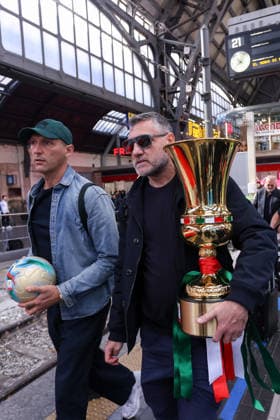 The Italian Cup s journey from Milan to Rome during the Frecciarossa Italian Cup 2025 2026 final soccer match between Lazio and Inter Milan at the Stadio Olimpico in Rome, Italy - May 12, 2026 - Soccer  Copyright: xPhotoxbyxStefanoxNicoli LaPressex