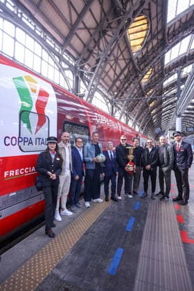 The Italian Cup s journey from Milan to Rome during the Frecciarossa Italian Cup 2025 2026 final soccer match between Lazio and Inter Milan at the Stadio Olimpico in Rome, Italy - May 12, 2026 - Soccer  Copyright: xPhotoxbyxStefanoxNicoli LaPressex