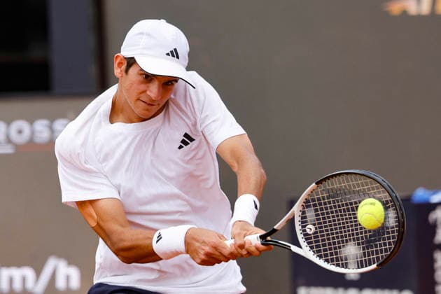 May 12, 2026, Rome, ITALY: Spanish tennis player Rafael Jodar in action during his men s singles match against American tennis player Learner Tien (not pictured) at the Italian Open tennis tournament in Rome, Italy, 12 May 2026. ANSA FABIO FRUSTACI. Italian Open Tennis Tournament  - ZUMAa110 20260512_zaf_a110_014 Copyright: xFabioxFrustacix