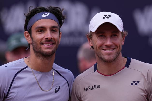 Lorenzo Musetti (ITA) Casper Ruud (NOR during the match between Lorenzo Musetti (ITA) vs Casper Ruud (NOR) at the Italian Open in Rome, Tuesday, May 12, 2026. (Alfredo Falcone LaPresse)  Copyright: xAlfredoxFalcone LaPressex
