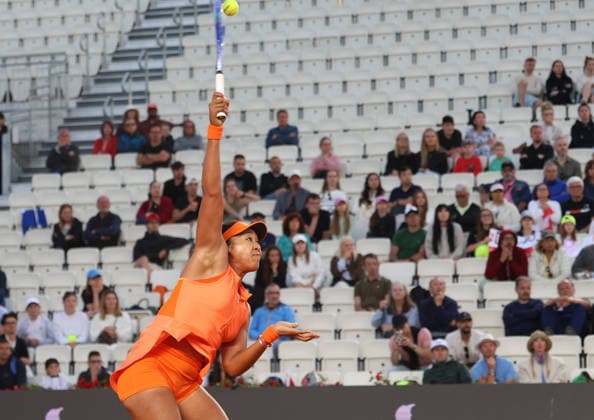 May 12, 2026, Rome, Lazio, Italy: NAOMI OSAKA of Japan during the match against I. Swiatek of Poland in the fourth round of tennis tournament WTA, Tennis Damen 1000 Internazionali BNL DÃ¢â‚¬â ¢Italia, Rome, Italy. Osaka lost 2:6, 1:6. Rome Italy - ZUMAc278 20260512_zsp_c278_036 Copyright: xMarcinxCholewinskix