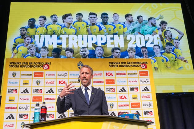 260512 Head coach Graham Potter of the Swedish men s national football team during a press conference on May 12, 2026 in Stockholm Photo Jonathan Näckstrand BILDBYRAN COP 94 JN0270 fotboll football soccer fotball vm fifa world cup presskonferens press conference sverige sweden sverige a bbeng  Copyright: JONATHANxNÄCKSTRAND BB260512JN038