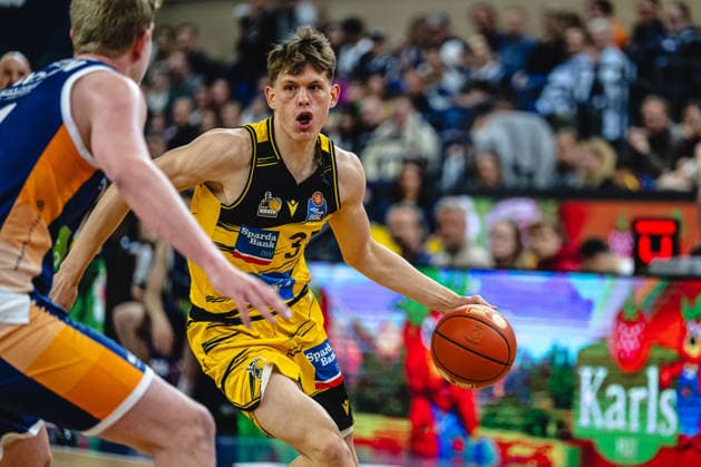 Rostock, Germany 12 May 2026 easyCredit BBL Play Ins 2025 2026 Rostock Seawolves vs MHP Riesen Ludwigsburg In the picture Julis Baumer MHP RIESEN Ludwigsburg Stadthalle Rostock Mecklenburg Vorpommern Copyright: xFotostandx xVoelkerx