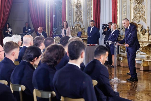Maurizio Sarri al Quirinale in occasione dell™incontro tra il presidente della Repubblica Sergio Mattarella e le delegazioni di Lazio e Inter, finaliste della Coppa Italia di calcio Freccirossa 2025 2026, Roma, MartedÃ¬ 12 Maggio 2026 (Foto Roberto Monaldo LaPresse) Maurizio Sarri at the Quirinale during the meeting between the President of the Republic Sergio Mattarella and the delegations of the Lazio and Inter football teams, finalists of the 2025 2026 Frecciarossa Italian Cup, Rome, Tuesday, May 12, 2026  Copyright: xRobertoxMonaldo LaPressex