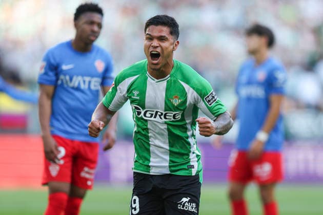 Real Betis v Elche CF. La Liga EA Sports. Date 36 Juan Camilo Cucho Hernandez of Real Betis celebrates after scoring the 1-0 during the La Liga EA Sports match between Real Betis and Elche CF, matchday 36, played at La Cartuja Stadium on May 12, 2026 in Sevilla, Spain. Contributor Copyright: xPressinphotox AP_260512_BET_ELC_2526_010