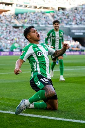 May 12, 2026, Sevilla, Sevilla, SPAIN: Cucho Hernandez of Real Betis celebrates a goal during the Spanish league, LaLiga EA Sports, football match played between Real Betis and Elche CF at La Cartuja stadium on May 12, 2026, in Sevilla, Spain. Real Betis V Elche CF - LaLiga EA Sports  - ZUMAa181 20260512_zaa_a181_067 Copyright: xJoaquinxCorcherox
