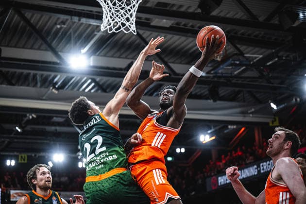 1 Basketball Bundesliga, easyCredit BBL, Season 2025 2026, Men, Play Ins, Match for 7th place, 12 05 2026, RASTA Vechta Gladiators Trier TJ Bamba 5 RASTA Vechta at Korbleger Vechta RASTA Dome Niedersachsen Germany