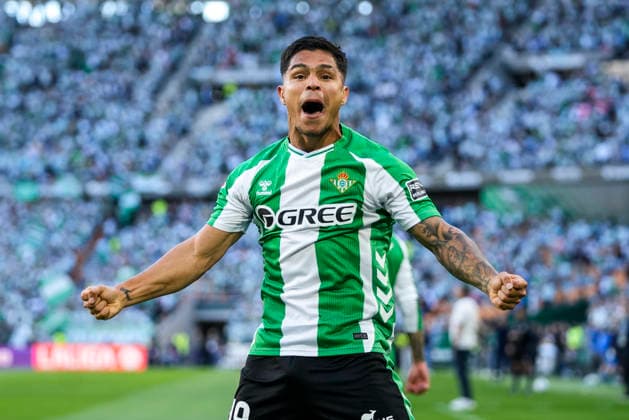 May 12, 2026, Sevilla, Sevilla, SPAIN: Cucho Hernandez of Real Betis celebrates a goal during the Spanish league, LaLiga EA Sports, football match played between Real Betis and Elche CF at La Cartuja stadium on May 12, 2026, in Sevilla, Spain. Sevilla SPAIN - ZUMAa181 20260512_zaa_a181_093 Copyright: xJoaquinxCorcherox