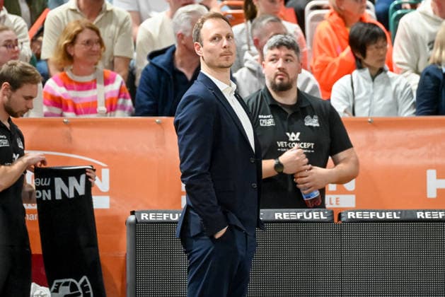 Jacques Schneider VET CONCEPT Gladiators Trier, Coach RASTA Vechta vs VET CONCEPT Gladiators Trier, easyCredit Basketball Bundesliga, Play Ins, Season 2025 2026, 12 05 2026, RASTA Vechta vs VET CONCEPT Gladiators Trier, easyCredit Basketball Bundesliga, Play Ins, Season 2025 2026, 12 05 2026 Vechta Copyright: xEibner-Pressefoto RobertxGertzenx EP_RGN