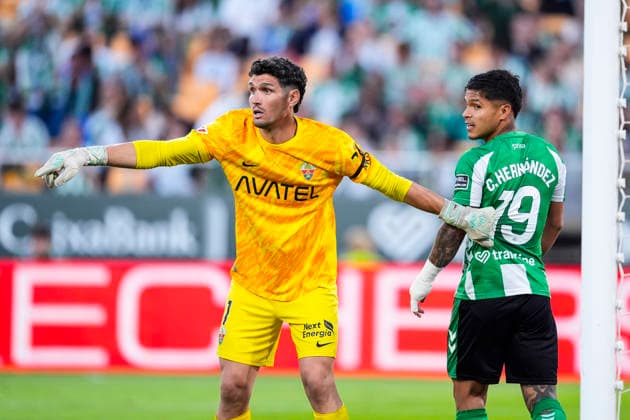May 12, 2026, Sevilla, Sevilla, SPAIN: Matias Dituro of Elche CF gestures during the Spanish league, LaLiga EA Sports, football match played between Real Betis and Elche CF at La Cartuja stadium on May 12, 2026, in Sevilla, Spain. Sevilla SPAIN - ZUMAa181 20260512_zaa_a181_113 Copyright: xJoaquinxCorcherox