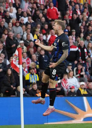 Southampton v Middlesbrough, EFL Sky Bet Championship, Play-Off Semi Final, Second Leg Football, St Marys Stadium, Southampton, UK - 12 May 2026 GOAL 0-1. Riley McGree of Middlesbrough celebrates after scoring the opening goal. Southampton St Marys Stadium Southampton UK, UK NEWSPAPERS OUT Copyright: xSeanxRyanx