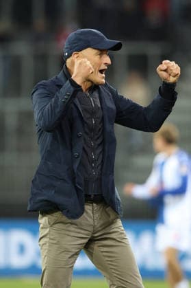 Grasshopper FC Winterthur Coach Peter Zeidler GC jubilant 12 05 2026 Stadium Letzigrund Zuerich , SWITZERLAND, Season 2025 2026 Mens Soccer Super League Grasshopper Club Zuerich FC Winterthur Coach Peter Zeidler GC jubilant