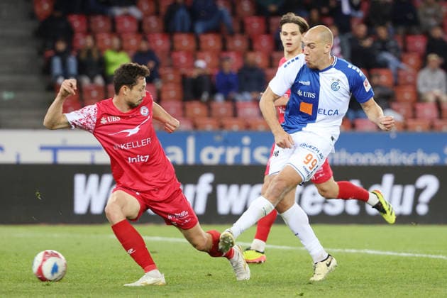 Grasshopper FC Winterthur Remo Arnold vs Michael Frey 12 05 2026 Stadion Letzigrund Zuerich , SWITZERLAND, Season 2025 2026 Men Soccer Super League Grasshopper Club Zuerich FC Winterthur Remo Arnold left,FCW vs Michael Frey GC