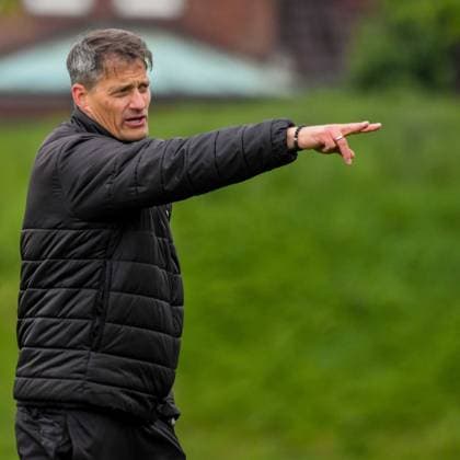 Coach Alexander Blessin Pauli Germany , Hamburg , Training ground at Kollaustrasse , Football , 1 Bundesliga , Training of FC St Pauli