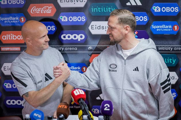 New Valerenga coach Oslo 20260513 Sports director Joachim Jonsson presents Johannes Moesgaard as the new head coach of Valerenga Photo Jonas Been Henriksen NTB Oslo Norway EDITORIAL USE ONLY RESTRICTED USE FOR BETTING COMPANIES  Copyright: xJonasxBeenxHenriksenx xNTBx