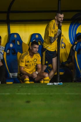 RIYADH, SAUDI ARABIA - MAY 12: Cristiano Ronaldo of Al Nassr looking glum on bench after being substituted during the Saudi Pro League match between Al Nassr and Al Hilal at Al Awwal Park on May 12, 2026 in Riyadh, Saudi Arabia (MB Media)  Copyright: xx