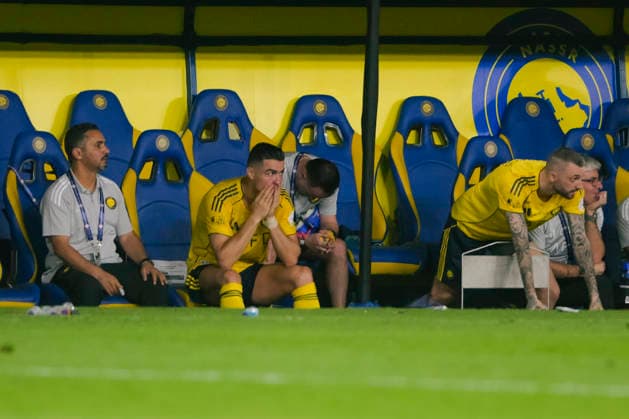 RIYADH, SAUDI ARABIA - MAY 12: Cristiano Ronaldo of Al Nassr looking glum on bench after being substituted during the Saudi Pro League match between Al Nassr and Al Hilal at Al Awwal Park on May 12, 2026 in Riyadh, Saudi Arabia (MB Media)  Copyright: xx