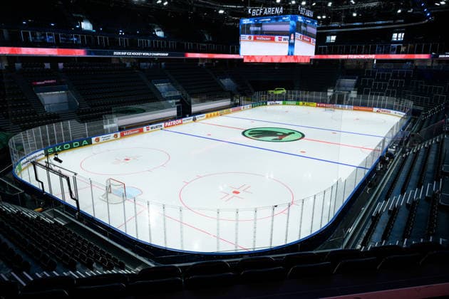 260513 Interior view of BCF Arena during build up ahead of the 2026 IIHF Ice Hockey World Championship on May 13, 2026 in Fribourg Photo Jesper Zerman BILDBYRAN kod JZ JZ0711 ishockey ice hockey ishockey vm 2026 vm 2026 iihf world championship förhand inför preview day 2 bbeng arena  Copyright: JESPERxZERMAN BB260513JZ003