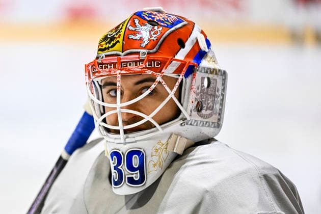 Goalkeeper Dominik Pavlat attends Czech national Ice hockey, Eishockey team training session at the 2026 IIHF Ice Hockey World Championship, WM, Weltmeisterschaft in Fribourg, Switzerland, on May 13, 2026. (CTKxPhoto RadekxPetrasek) CTKPhotoP2026051304216  CTKPhotoP2026051304216