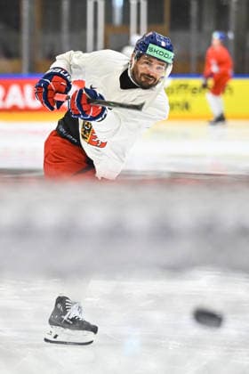 Michal Kempny attends Czech national Ice hockey, Eishockey team training session at the 2026 IIHF Ice Hockey World Championship, WM, Weltmeisterschaft in Fribourg, Switzerland, on May 13, 2026. (CTKxPhoto RadekxPetrasek) CTKPhotoP2026051304244  CTKPhotoP2026051304244