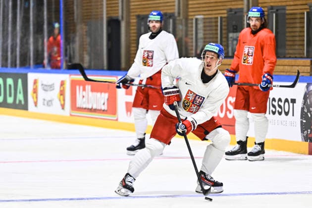 Roman Cervenka attends Czech national Ice hockey, Eishockey team training session at the 2026 IIHF Ice Hockey World Championship, WM, Weltmeisterschaft in Fribourg, Switzerland, on May 13, 2026. (CTKxPhoto RadekxPetrasek) CTKPhotoP2026051304426  CTKPhotoP2026051304426