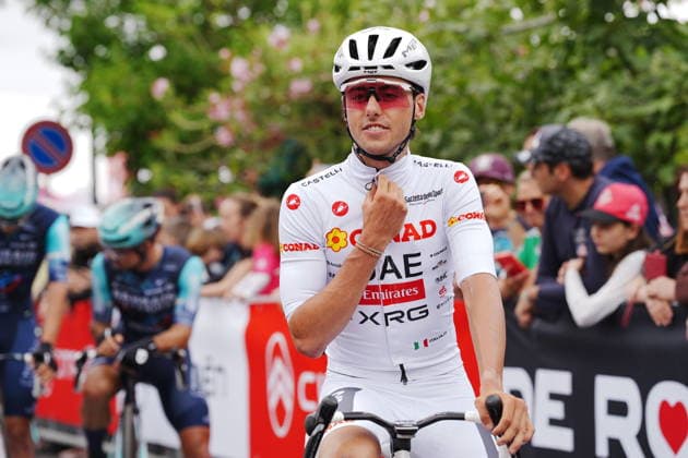 Switzerland™s Jan Christen of UAE Team Emirates XRG White jersey during Stage 5 of the Giro d™Italia, from Praia a Mare to Potenza, Italy, Wednesday, May 13, 2026.  Copyright: xMassimoxPaolone LaPressex