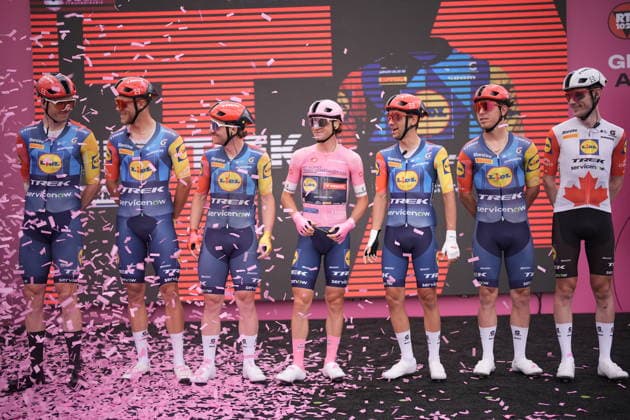 I taly™s Giulio Ciccone of Lidl-Trek pink jersey during Stage 5 of the Giro d™Italia, from Praia a Mare to Potenza, Italy, Wednesday, May 13, 2026.  Copyright: xMarcoxAlpozzi LaPressex