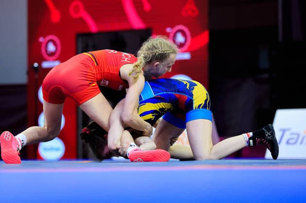U17 Wrestling European Championships 43kg WW Valia Georgiana Harsan ROU df Finja Viviane Strauch GER Copyright: xKostadinxAndonov xUnitedxWorldxWrestlingx Kostadin Andonov United World Wrestling