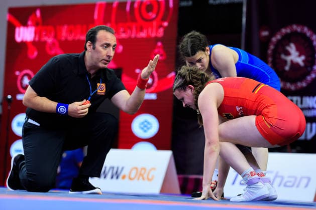 U17 Wrestling European Championships 57kg WW Ana Rachiteanu MDA df Leni Heinicke GER Copyright: xKostadinxAndonov xUnitedxWorldxWrestlingx Kostadin Andonov United World Wrestling