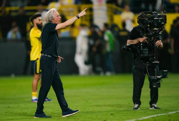 RIYADH, SAUDI ARABIA - MAY 12: Al Nassr Head Coach Jorge Jesus reacts after the Saudi Pro League match between Al Nassr and Al Hilal at Al Awwal Park on May 12, 2026 in Riyadh, Saudi Arabia.  Copyright: xKhalidxAlhaj MBxMediax