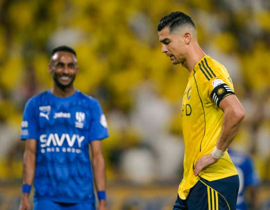 RIYADH, SAUDI ARABIA - MAY 12: Cristiano Ronaldo of Al Nassr shows dejection during the Saudi Pro League match between Al Nassr and Al Hilal at Al Awwal Park on May 12, 2026 in Riyadh, Saudi Arabia.  Copyright: xKhalidxAlhaj MBxMediax