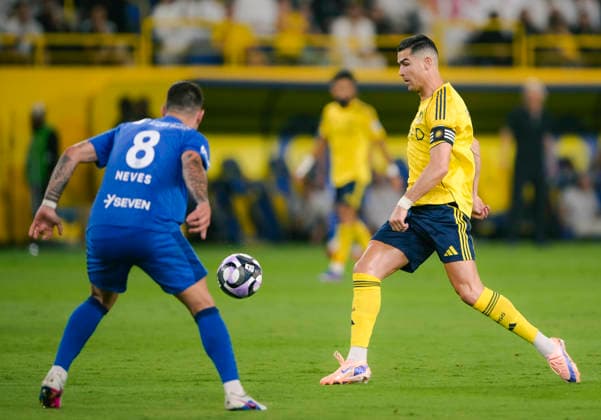 RIYADH, SAUDI ARABIA - MAY 12: Cristiano Ronaldo of Al Nassr passes the ball during the Saudi Pro League match between Al Nassr and Al Hilal at Al Awwal Park on May 12, 2026 in Riyadh, Saudi Arabia.  Copyright: xKhalidxAlhaj MBxMediax