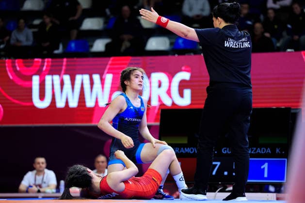 U17 Wrestling European Championships 49kg WW Khadija Gurbanzada AZE df Madina Bayramova GER Copyright: xKostadinxAndonov xUnitedxWorldxWrestlingx Kostadin Andonov United World Wrestling