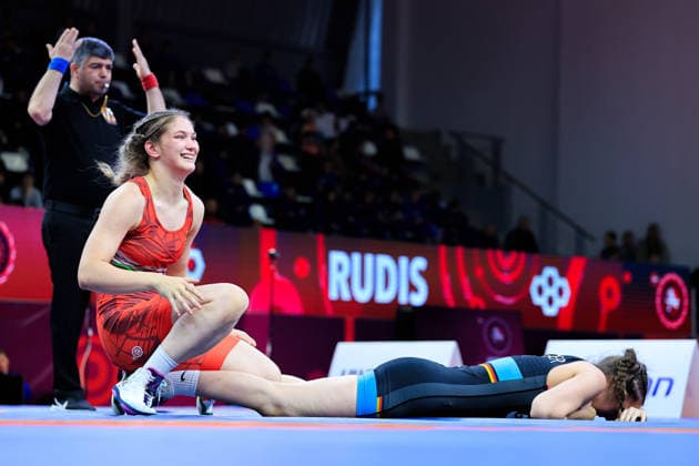 U17 Wrestling European Championships 73kg WW Bianka Barany Almasi HUN df Lyra Lederer GER Copyright: xKostadinxAndonov xUnitedxWorldxWrestlingx Kostadin Andonov United World Wrestling