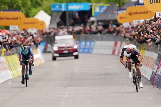 Stage winner Spain™s Igor Arrieta Lizarraga of UAE Team Emirates XRG during Stage 5 of the Giro d™Italia, from Praia a Mare to Potenza, Italy, Wednesday, May 13, 2026.  Copyright: xMassimoxPaolone LaPressex
