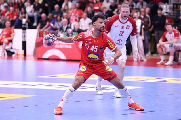 HANDBALL - IHF WC quali, AUT vs POL GRAZ,AUSTRIA,13.MAY.26 - HANDBALL - IHF World Championship, WM, Weltmeisterschaft 2027, European qualification, play off, OEHB international match, Länderspiel, Nationalmannschaft Austria vs Poland. Image shows Eric Damboeck (Austria). GEPAxpictures xChrisxBauer