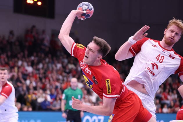 HANDBALL - IHF WC quali, AUT vs POL GRAZ,AUSTRIA,13.MAY.26 - HANDBALL - IHF World Championship, WM, Weltmeisterschaft 2027, European qualification, play off, OEHB international match, Länderspiel, Nationalmannschaft Austria vs Poland. Image shows Mykola Bilyk (Austria) and Tomasz Gebala (Poland). GEPAxpictures xChrisxBauer