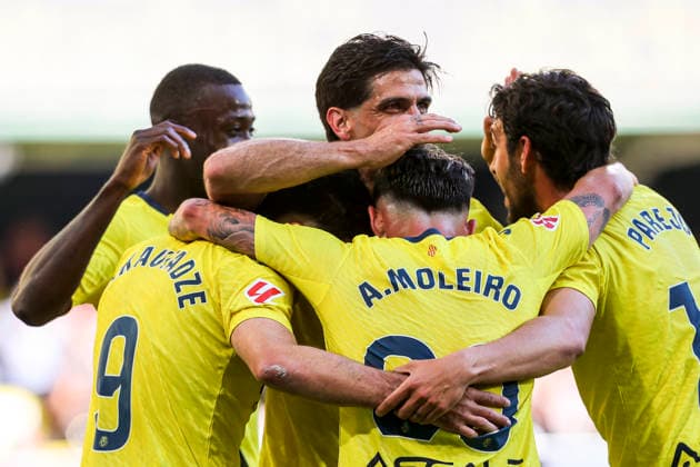 May 13, 2026, Villarreal, Castellon, SPAIN: Georges Mikautadze of Villarreal CF celebrates a goal with teammates during the Spanish league, LaLiga EA Sports, football match played between Villarreal CF and Sevilla FC at La Ceramica stadium on May 13, 2026, in Villarreal, Spain. Villarreal CF V Sevilla FC - LaLiga EA Sports  - ZUMAa181 20260513_zaa_a181_031 Copyright: xIvanxTerronx