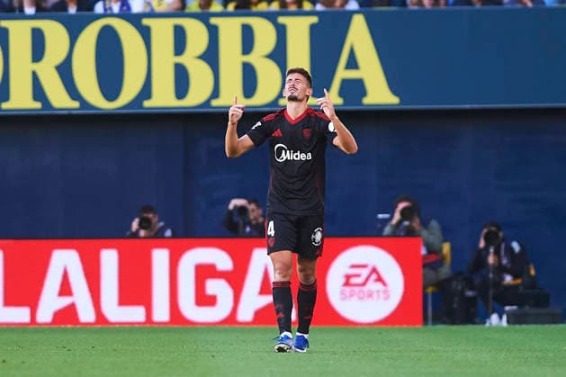 Kike Salas Sevilla FC celebrates after scoring his team˜s second goal during the LaLiga EA Sports match between Villarreal CF and Sevilla FC at Estadio de la Ceramica on May 13, 2026 in Villarreal, Spain Photo by Maria Jose Segovia DeFodi Images