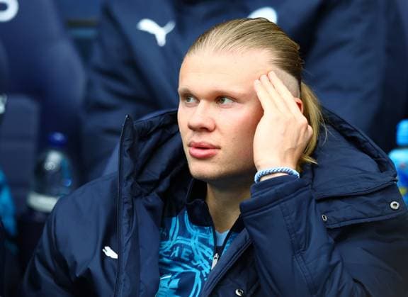 Erling Haaland of Manchester City on the substitutes bench Manchester City v Crystal Palace, Premier League, Football, Etihad Stadium, Manchester , UK - 13 May 2026Manchester Etihad Stadium United Kingdom EDITORIAL USE ONLY No use with unauthorised audio, video, data, fixture lists, club league logos or live services. Online in-match use limited to 120 images, no video emulation. No use in betting, games or single club league player publications. Copyright: xMattxWest Shutterstockx 16871265d