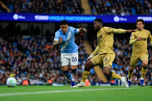 Manchester City v Crystal Palace, Premier League Savinho (26) of Manchester City gets past Jefferson Lerma (8) of Crystal Palace during the Premier League match between Manchester City and Crystal Palace at the Etihad Stadium, Manchester, UK on 13 May 2026. Manchester Etihad Stadium Manchester UK Editorial use only DataCo restrictions apply See www.football-dataco.com , Copyright: xConorxMolloyx PSI-24240-0027
