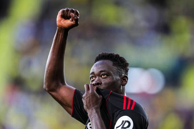 May 13, 2026, Villarreal, Castellon, SPAIN: Akor Adams of Sevilla FC celebrates a goal during the Spanish league, LaLiga EA Sports, football match played between Villarreal CF and Sevilla FC at La Ceramica stadium on May 13, 2026, in Villarreal, Spain. Villarreal SPAIN - ZUMAa181 20260513_zaa_a181_106 Copyright: xIvanxTerronx