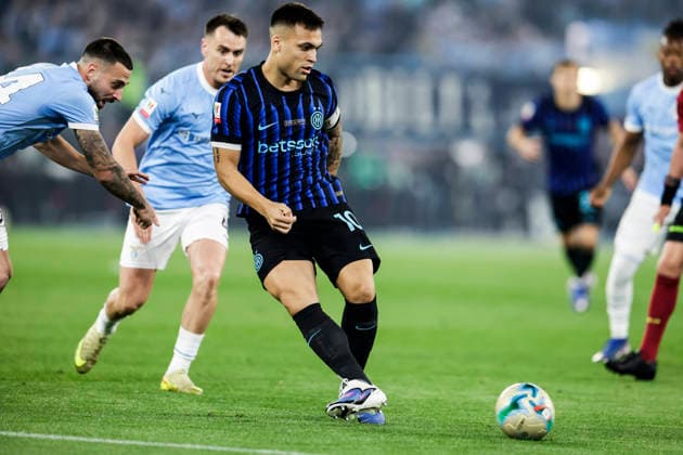 Coppa Italia final SS Lazio and FC Internazionale Inter™s Argentinian forward Lautaro Martinez controls the ball during the Coppa Italia final between SS Lazio and FC Internazionale at the Stadio Olimpico in Rome on 13 May 2026. _BPH7839_1 Copyright: xAntonioxBalascox